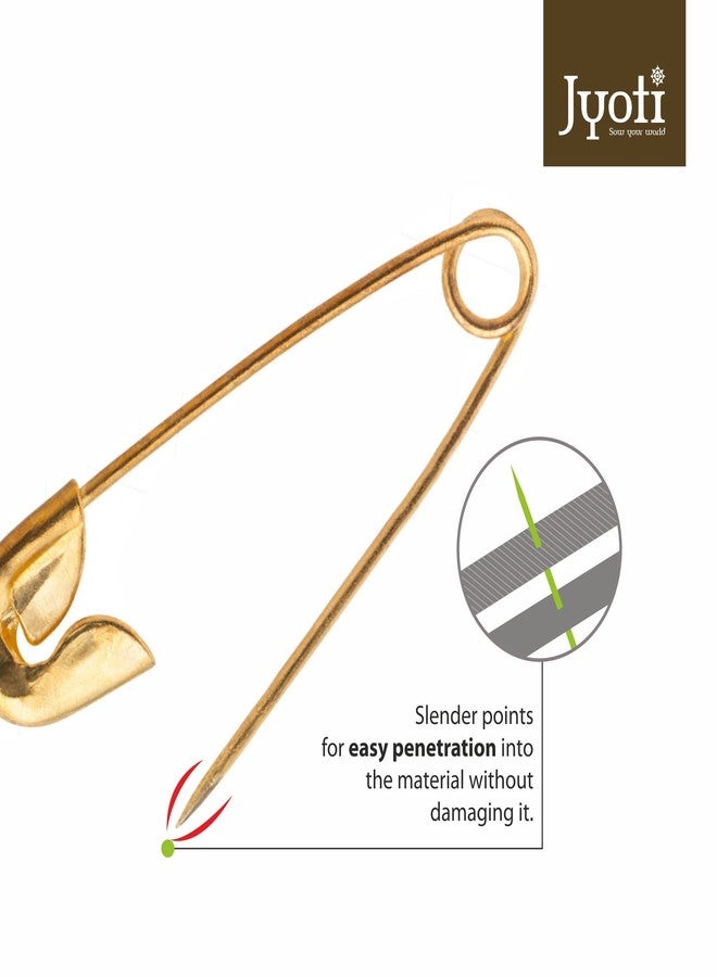 Jyoti 33702 Safety Pins - Strong Brass Plated Pins, Rust Resistant, Heavy Duty Variety Pack, Perfect for Clothes, Crafts, Sewing, Pinning (200 Pins of Size 00 / 22mm Golden Finish in a Pouch) - Image 4